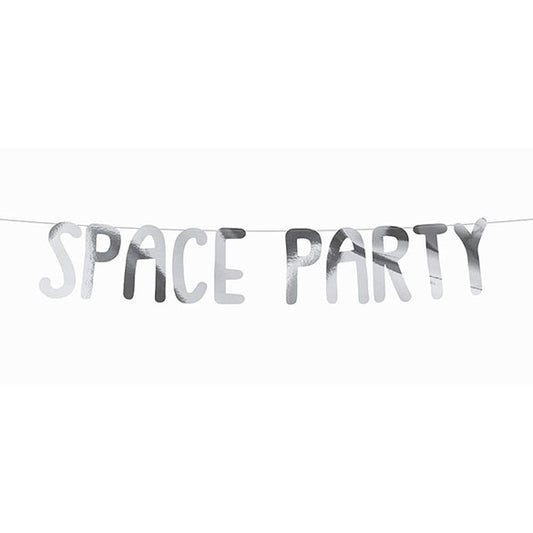 Guirnalda texto Space Party plata