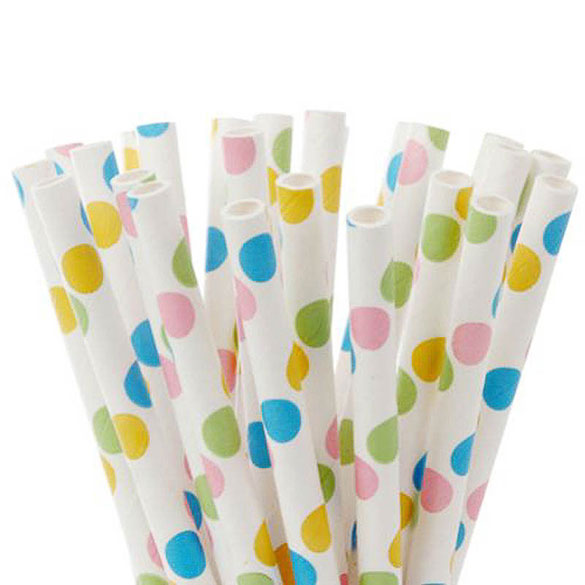 Pajitas/palillos cake pops lunares de colores, Pack 20 u.