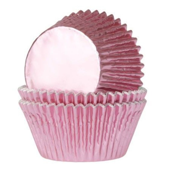 Cápsulas mini cupcakes rosa metalizadas HM, Pack 36 u.