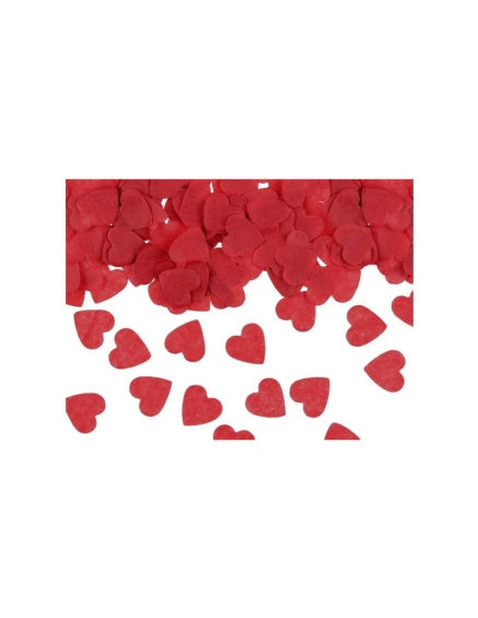 Confeti de papel corazones biodegradable rojos