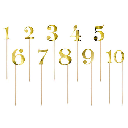 Pinchos números dorados del 1 al 10