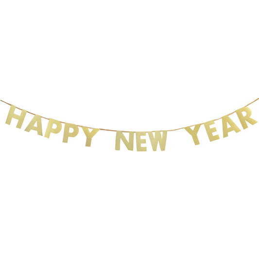 Guirnalda letras -Happy New Year- dorada purpurina