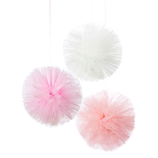 Pompones tull rosa, 3 u