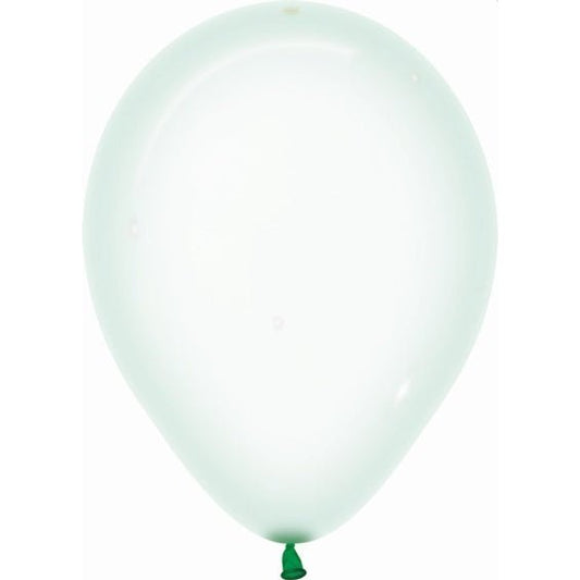 Globos de látex Verde cristal pastel lisos 30 cm. Pack 50 u.