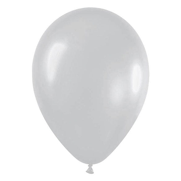 Globos de látex Plateados Metalizados lisos 30 cm. Pack 50 u.