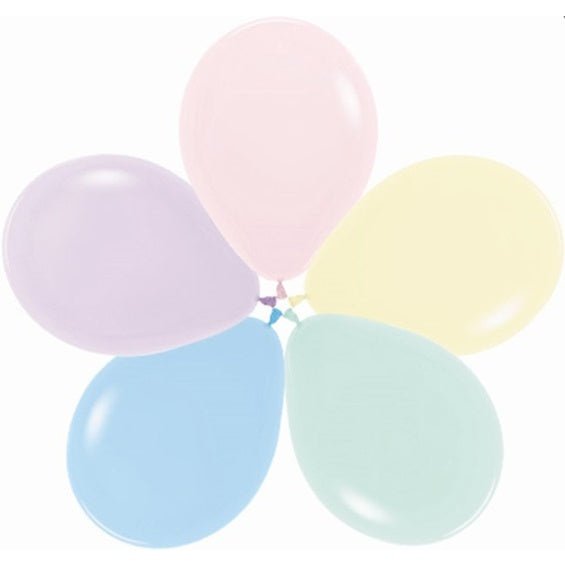 Globos de látex colores surtidos pastel lisos 30 cm. Pack 50 u.