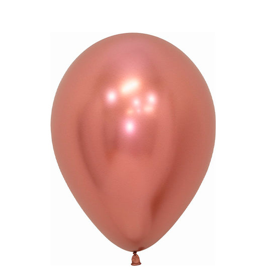 Globos de látex Rosa Oro Reflex lisos 30 cm. Pack 12 u.