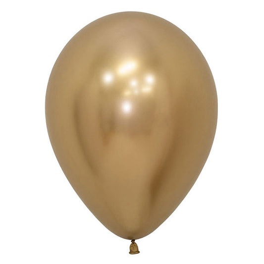 Globos de látex Oro Reflex lisos 30 cm. Pack 50 u.