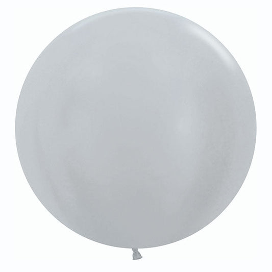 Globo látex liso XL Plateado satinado