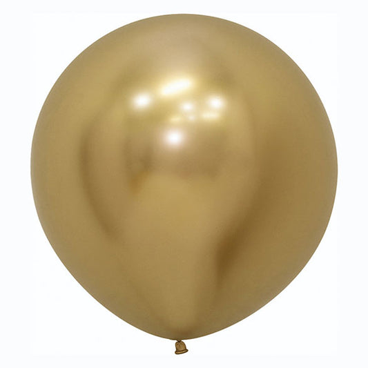 Globo de látex Oro Reflex grande liso 60 cm. 1 unidad