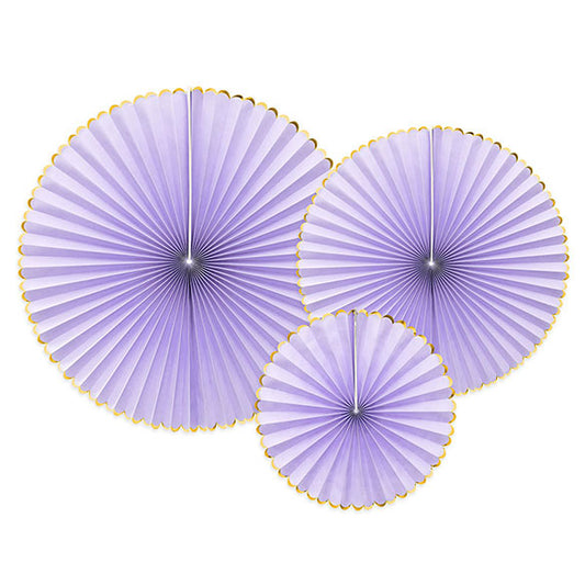 Set 3 Rosetones color lila 3 medidas borde oro