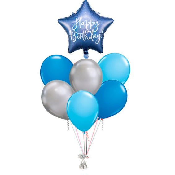 Ramo de Globos Happy Birthday Estrella azul