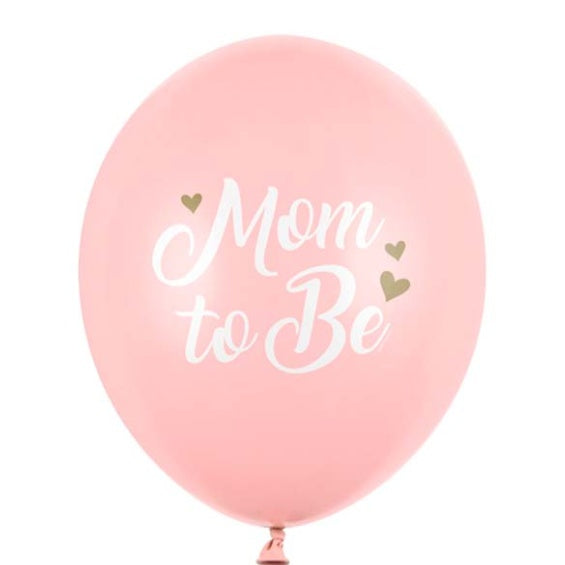 Globos de látex Mom to Be, rosa pastel  30 cm. Pack 6 u.