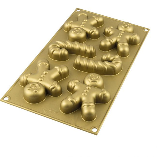 Molde muñecos de jengibre y bastones de caramelo de silicona