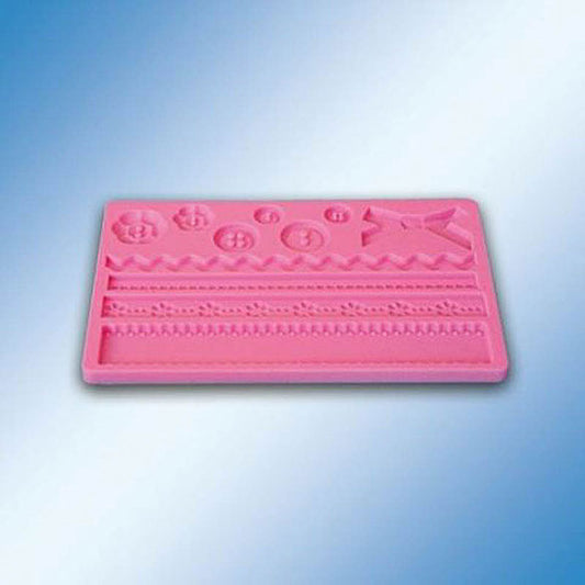 Molde silicona botones, cintas y lazos para fondant