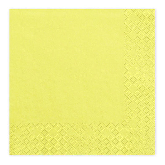 Servilletas lisas amarillo suave 33 x 33 cm, Pack 20 u.