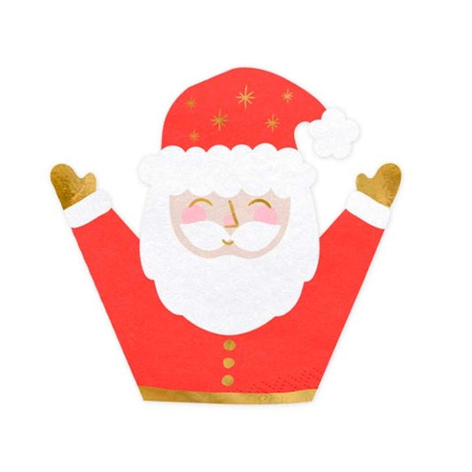 Servilletas Papá Noel con forma 16 x 15 cm, Pack 20 u.