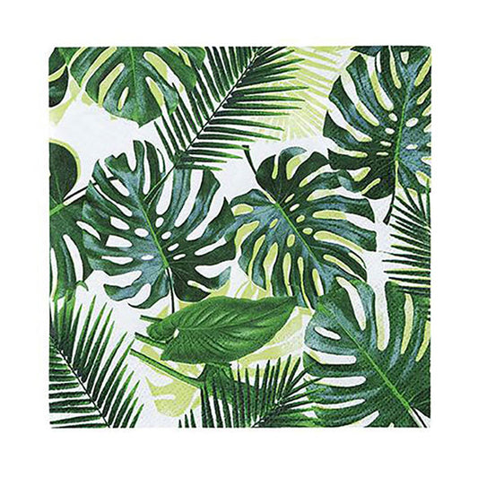 Servilletas Hojas Tropicales 25 x 25 cm, Pack 20 u.