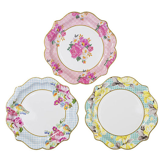 Platos flores 4 modelos 22 cm, Pack 12 u.