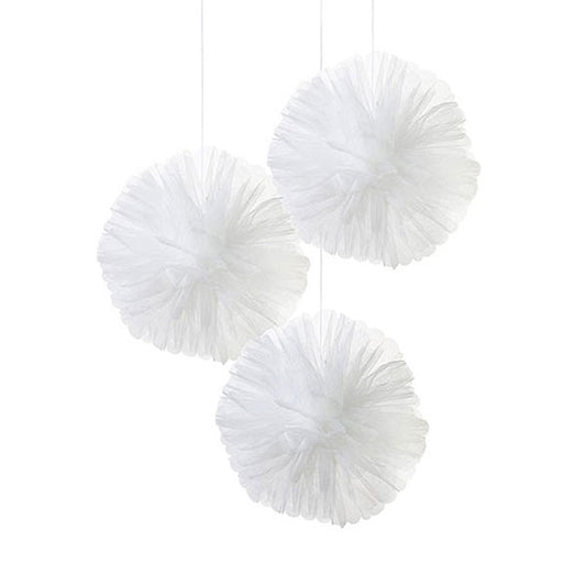 Pompones de tull blancos, 3 u