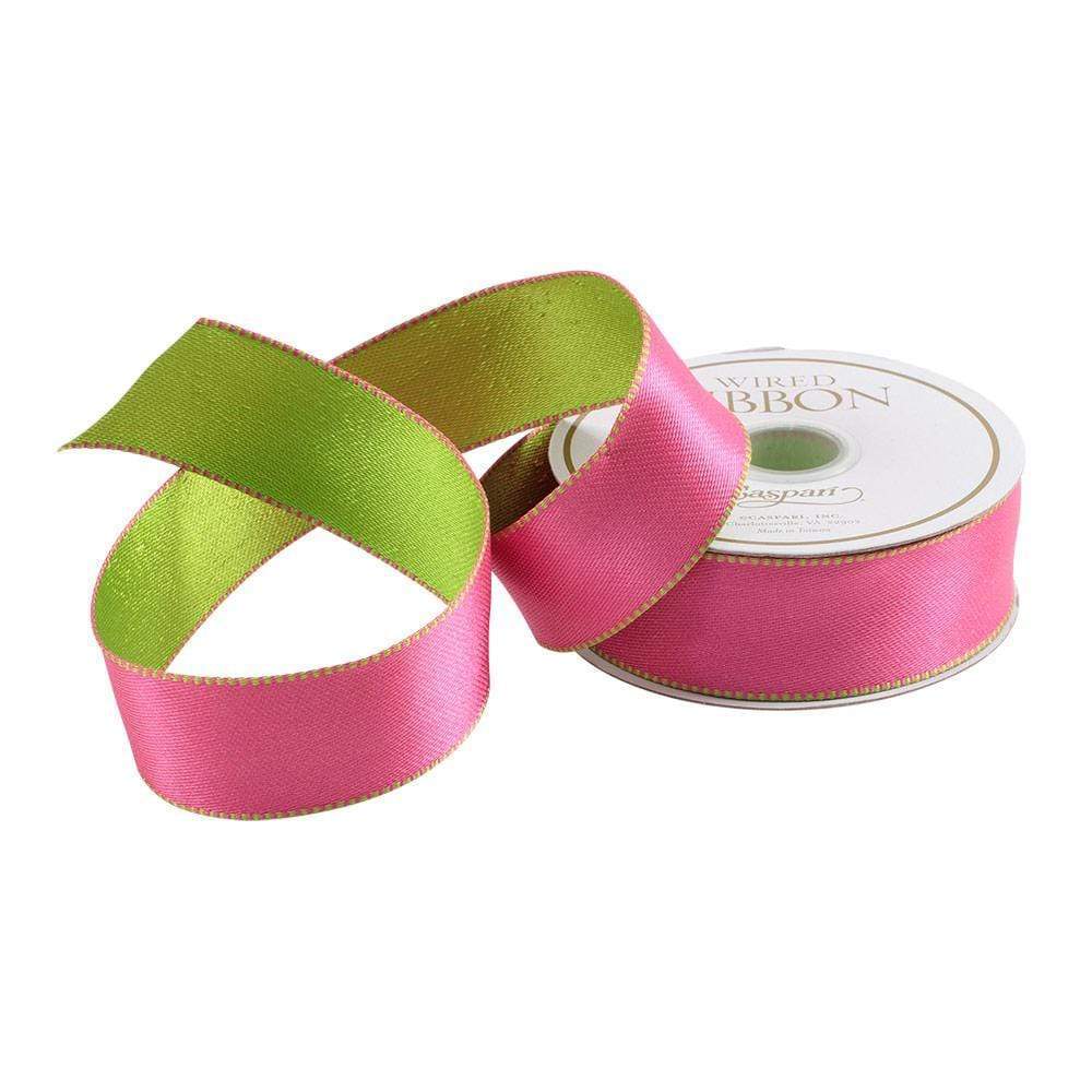 Rollo de cinta reversible fucsia y verde
