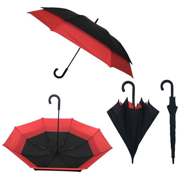 Paraguas doble automático negro y rojo